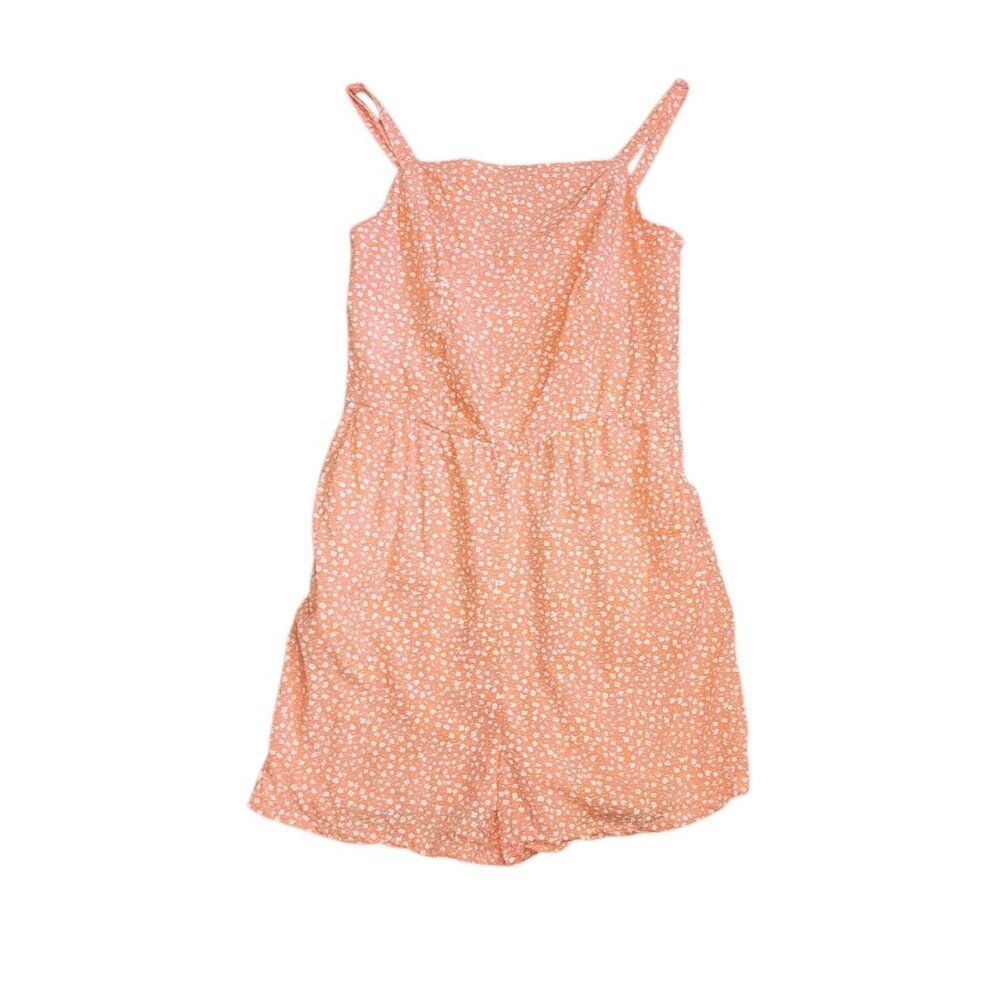 Old‎ Navy Romper Size S Small Peach Pink Orange Floral Sleeveless Smocked